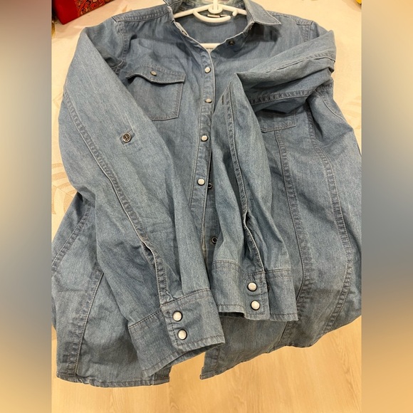 Women Long Sleeve Jean Shirts - Picture 5 of 9